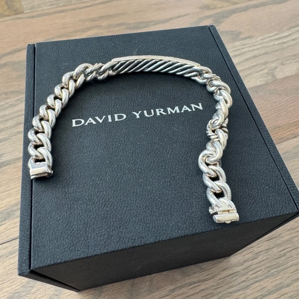 AUTHENTIC David Yurman Belmont Curb Link ID Bracelet w/Diamonds - Picture 7 of 9